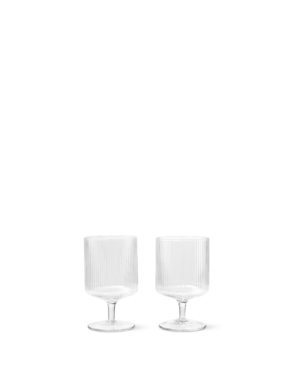 Ferm Living - Ripple Wine Glasses, Set of 2, Clear